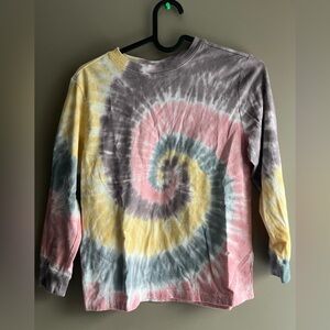 art class Spiral Tie-Dye Long Sleeve Tee - Pink, Yellow, Gray